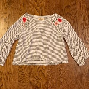 Hollister Flower Embroidered Flowy Blouse